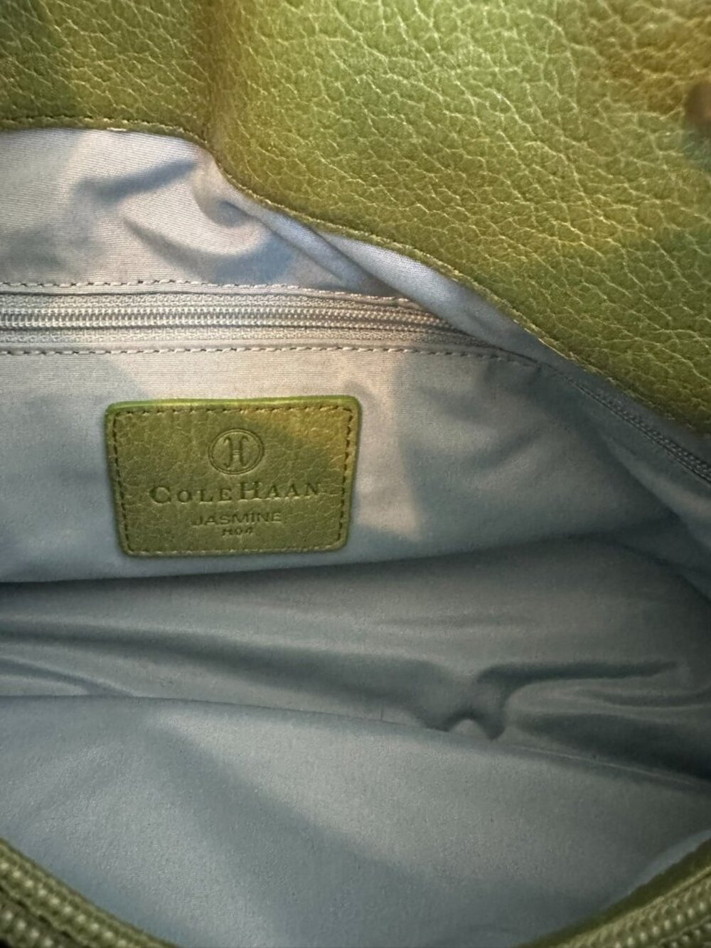 Cole Haan Green Pebbled Leather Satchel Turnlock Top Handle Bag Classic - Picture 9 of 9